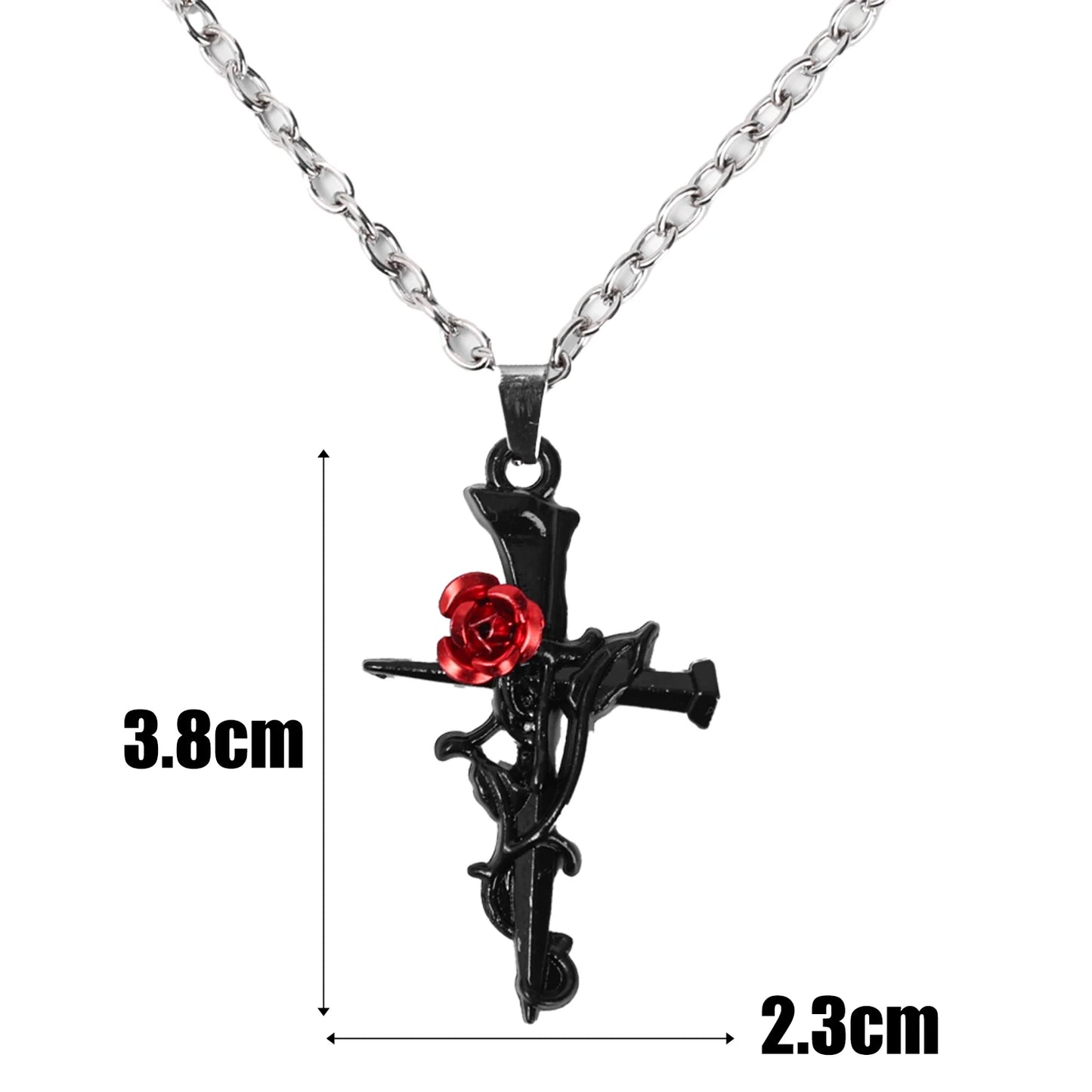 Matching couples Rose Cross Necklace