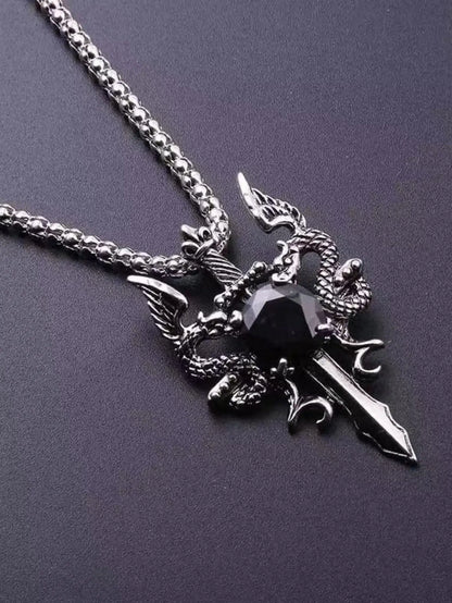 Matching Couple Dragon Stone Necklace