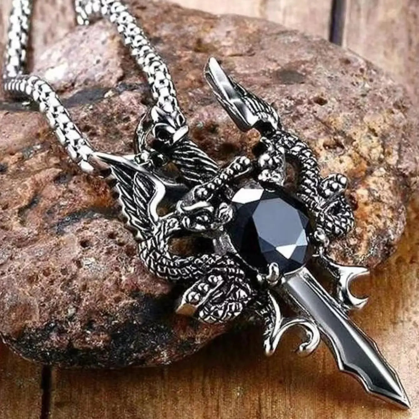 Matching Couple Dragon Stone Necklace
