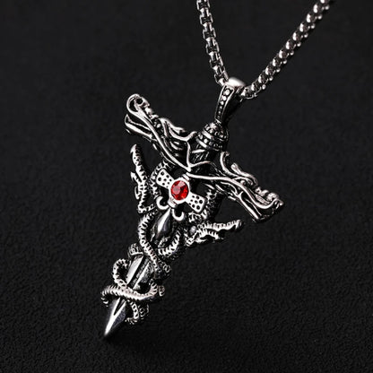 Double dragon Sword Pendant with necklace
