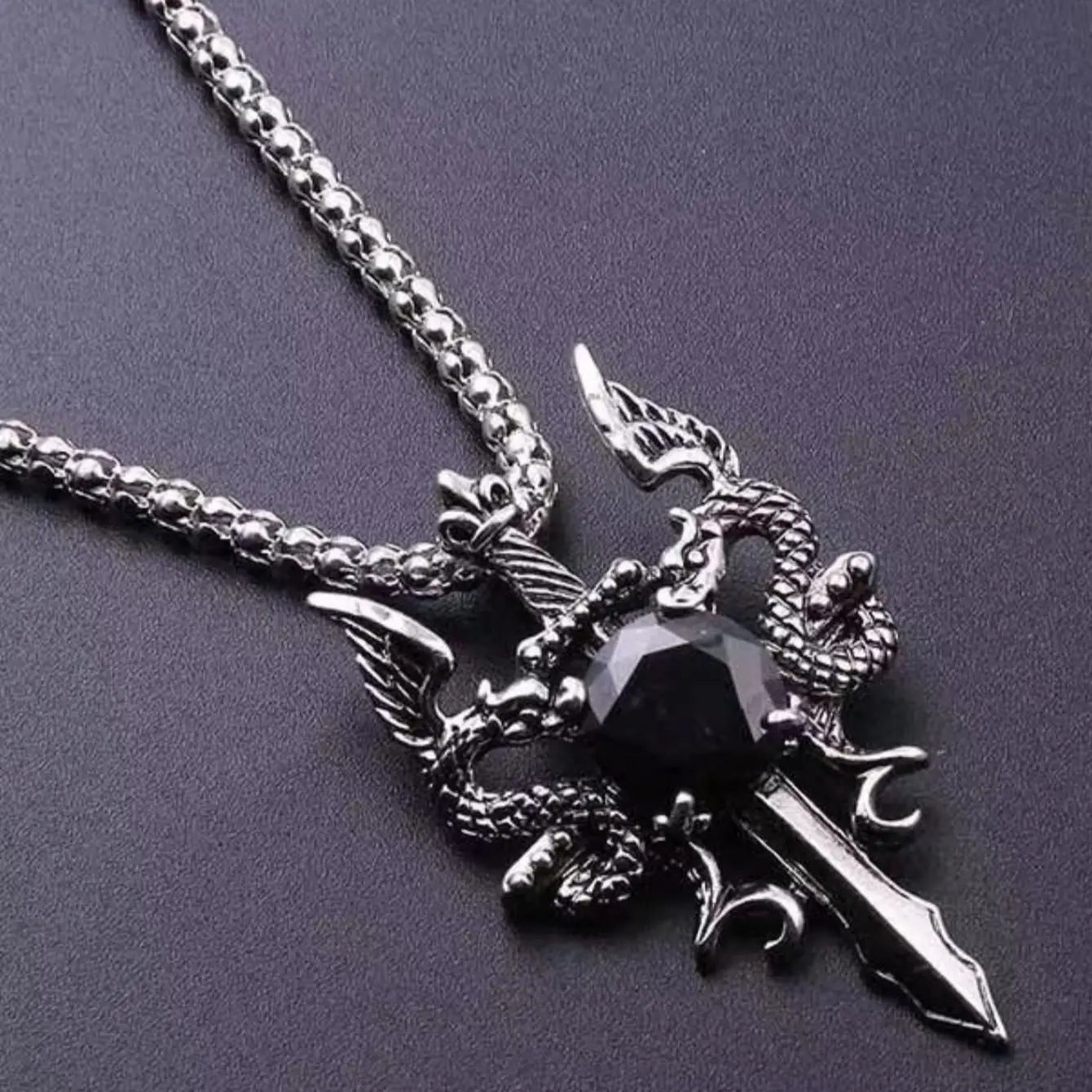 Matching Couple Dragon Stone Necklace